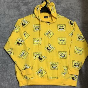 Nickelodeon SpongeBob SquarePants‎ Hoodie Mens 2X Yellow All Over Print Pullover